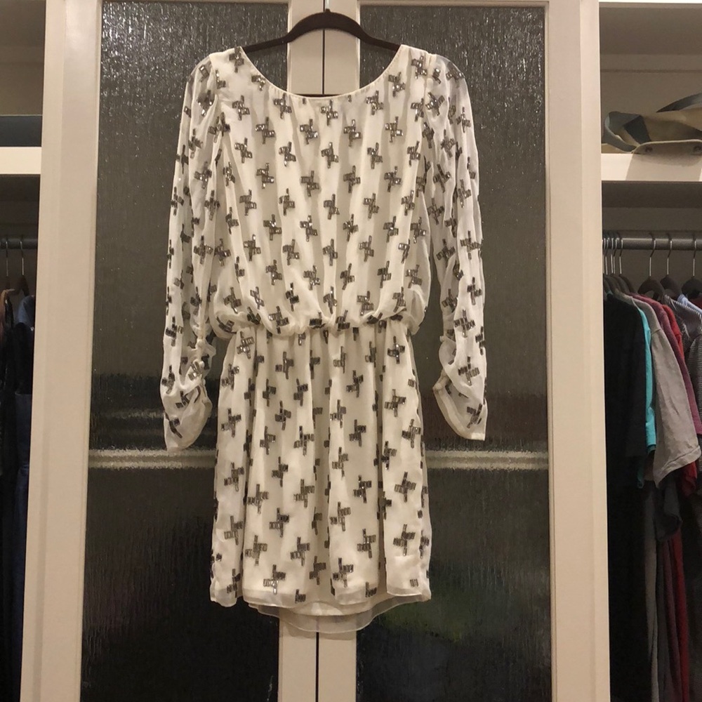Lotus Threads Long sleeve short white dress